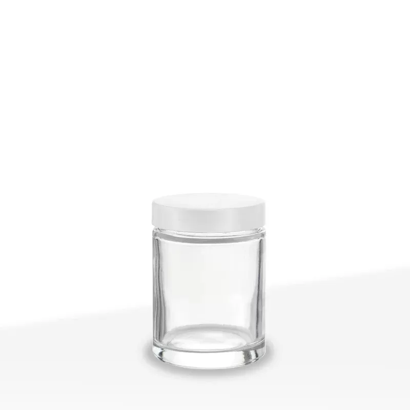 Glass Jars with Caps | Straight Sided w/ White Caps | 4oz – Clear – 120 Count