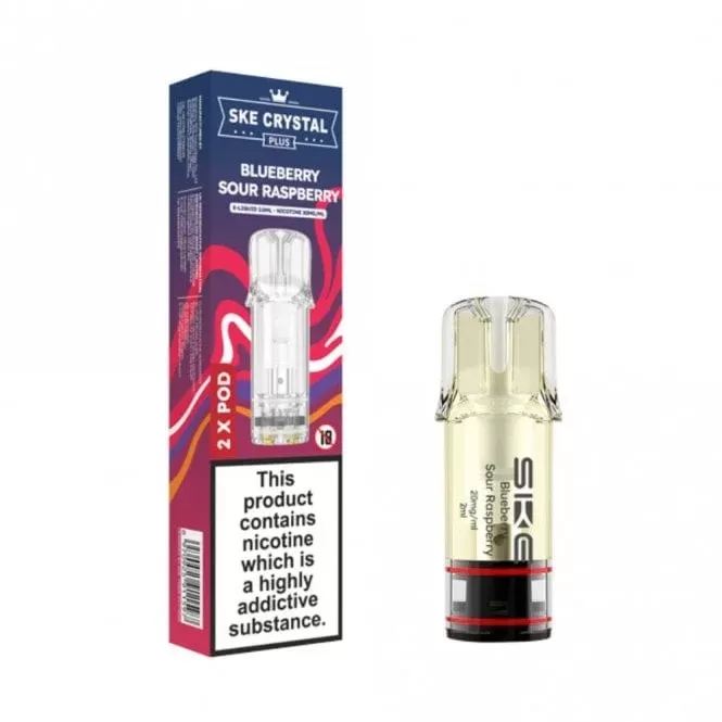 SKE Crystal Plus Blueberry Sour Raspberry Nic Salt E Liquid Pods – Crystal Plus (2 x 2ml)