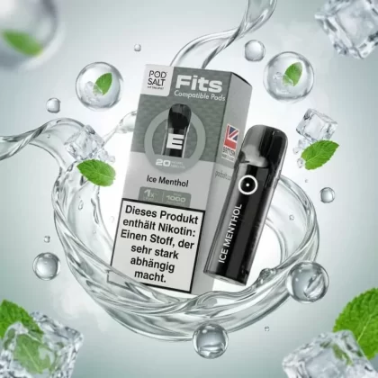 Pod Salt Fits Pods – Ice Menthol 20mg/ml (3er Pack) - Pod Salt / 20mg/ml / 2ml / ca. 1.000 pro 3er-Pack / Propylenglykol / pflanzliches Glycerin / Aromastoffe / Nikotin / Ja