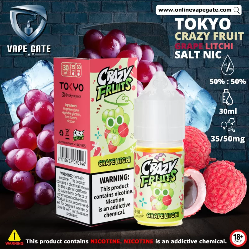 Tokyo Crazy Fruits Grape Litchi Saltnic 30ml - 30 mg - 30 ml