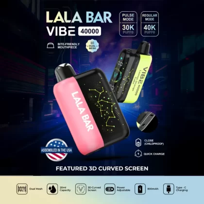 Assembled in USA | LALA BAR Vibe 40K Puff Disposable Device - TEXAS COMPLIANT VERSION - Tejas Splash