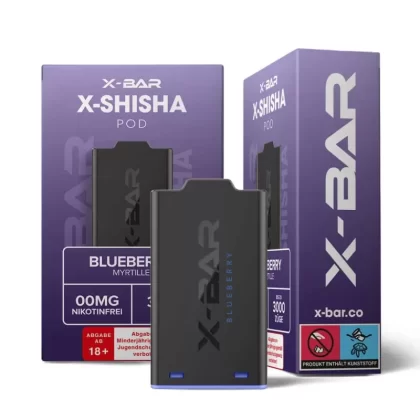 X-Bar – X-Shisha – Pod – Blueberry (0mg/ml – Nikotinfrei) - X-Bar / Propylenglykol / pflanzliches Glycerin / Aromastoffe