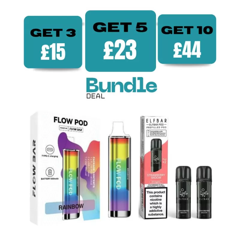 Flow Pod CP600 Pod Kit + Elf Bar 600 Prefilled Pods (Bundle) - Dragon Fire / Mix Berries