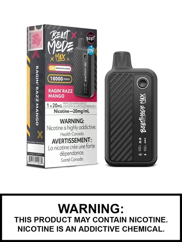 Ragin Razz Mango Iced Flavour Beast Beast Mode Max Disposable Vape