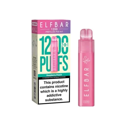 Elf Bar 1200 Raspberry Peach Prefilled Pod Vape - Nicotine Strength#20mg