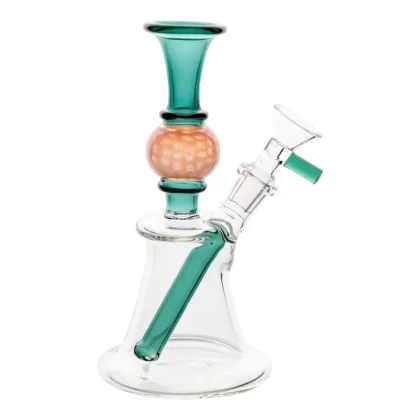 The Bugler Bong – 8in - Color#Teal>Blue>Yellow
