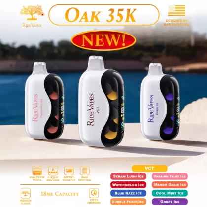 Assembled in USA | Ripe Vapes OAK 35K Disposable Device - 35,000 Puffs - Grape Ice