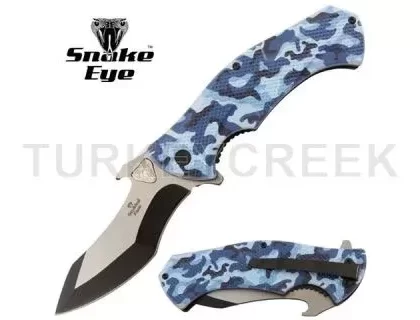Snake Eye Tactical Spring Assist knife- Blue Camo