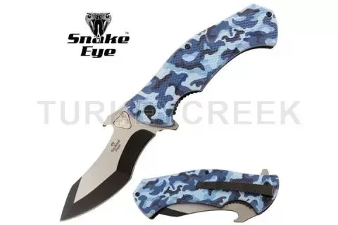 Snake Eye Tactical Spring Assist knife- Blue Camo