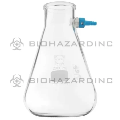 Schott DURAN® | Filtering Flask – Erlenmeyer Shape w/ Glass Hose | 2000mL