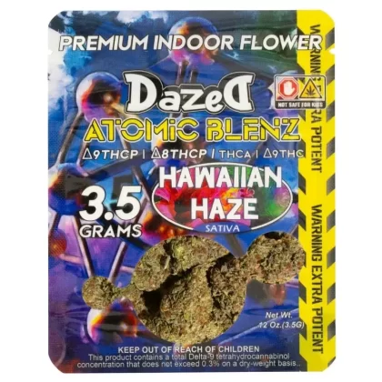 Dazed8 Atomic Blenz Premium Indoor Flowers 3.5g - strain#Hawaiian Haze>Northern Lights>White Widow