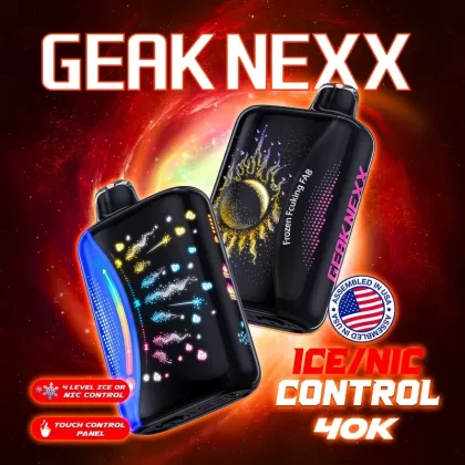 Assembled in USA | GEAK NEXX 40K Puff Nic/Ice Control Disposable Device- 40,000 Puffs - Berries Citrus (Ice Adjust), Blue Oat Donut (Nic Adjust)
