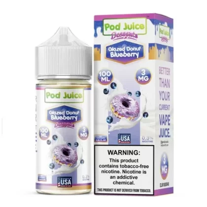 Pod Juice Glazed Donut Blueberry Tobacco Free Nicotine E-Juice 100ml