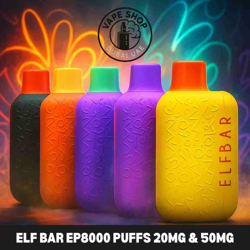 ELF BAR EP8000 Puffs 20MG Nicotine Disposable Vape in Dubai, UAE - Vape Product, BOX OF 10 PCS; Black Raspberry, Blue Raspberry (A1398C)