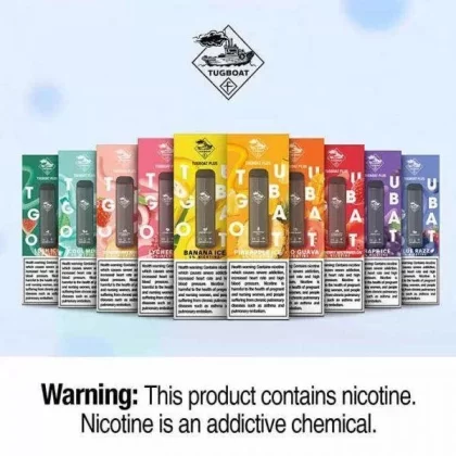 TUGBOAT PLUS Disposable Vape – 800 Puffs (5% Nicotine) - flavor#Strawberry Banana>Strawberry watermelon>Pineapple Ice>Banana Ice>Cool Mint>Red Energy>Lush Ice>BlueRazz