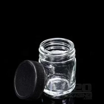 Wide Mouth Glass Jars with Black Cap | 38mm – 1oz – 252 Count