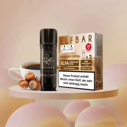 ELFBAR ELFA Pods Hazelnut Coffee 20mg – 2er Pack - Elf Bar / Propylenglykol / Aromastoffe / Glycerin / Nikotinsalz / Cooling Agent