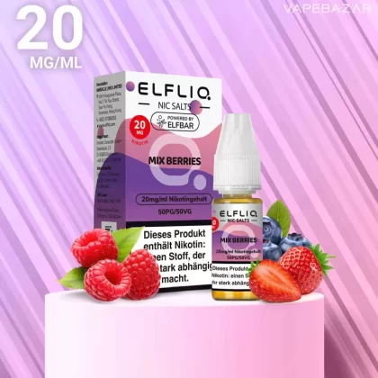 Elfliq Nikotinsalz Liquid – Mix Berries 20mg/ml Nikotin - ELFLIQ by elfbar / Glycerin, Propylenglykol, Aroma, Nikotinsalz, Ethylbutyrat / Beeren Mix / 20mg/ml