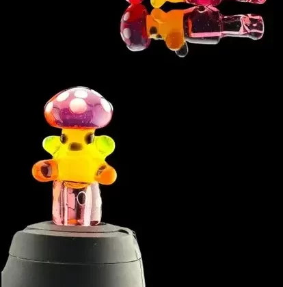 Iridescent Glass: Telemagenta X Yellow Crayon Shroom Dude NEW Peak/Proxy Joystick Cap