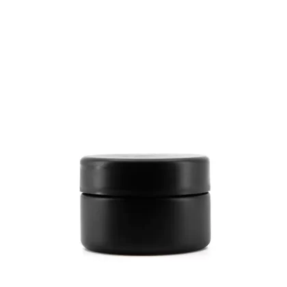 Glass Jars | Child-Resistant Straight-Sided w/ Flush Caps – Matte Black | 50mm – Various Sizes