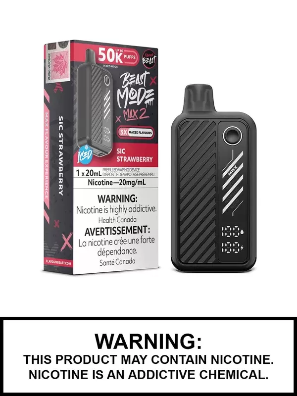 Sic Strawberry Iced Flavour Beast Beast Mode Max 2 Disposable Vape