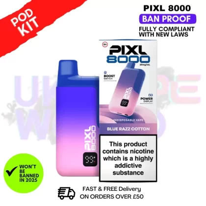 Blue Razz Cotton Pixl 8000 Puff Pod Kit