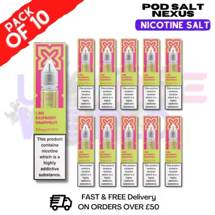 Raspberry Grapefruit Pod Salt Nexus Nic Salt Box Of 10