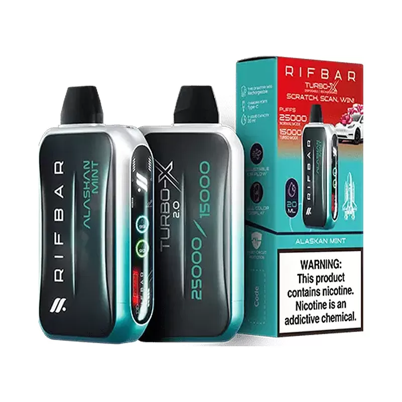 RIFBAR Turbo X 25K Rechargeable Disposable Device – 25000 Puffs - Alaskin Mint - Image 2