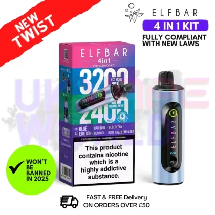 Elf Bar 3200 Blueberry Edition 4 in 1 Prefilled Pod Kit | 3 FOR £21