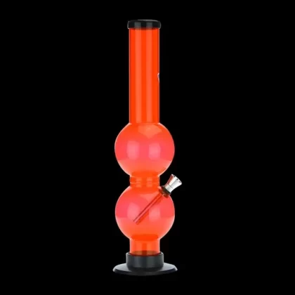 Orange Acrylic Straight Double Bubble Bong - Vape Store