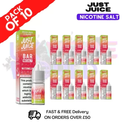 Watermelon Just Juice Nic Salt Box Of 10 – ONLY £17.99