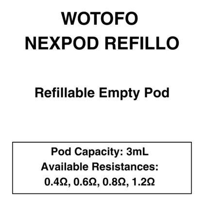 Wotofo – Nexpod Refillo – Replacement Pod – Pack of 2 - Vape Product, Vape Product