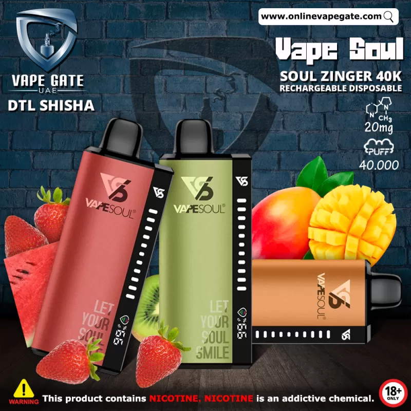 Vape Soul Zinger 40K Rechargeable Disposable Vape (40,000 Puffs) - Watermelon Ice / 20 mg