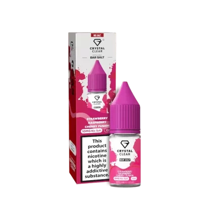 CRYSTAL CLEAR STRAWBERRY RASPBERRY CHERRY FUSION 10ML NIC SALT E-LIQUID
