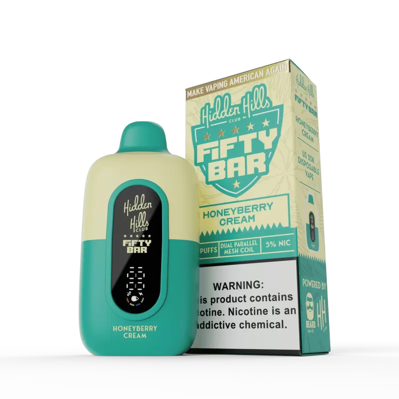 Hidden Hills x FIFTY BAR 20K Puff Disposable Device - 20000 Puffs - Sour Peach Ringz - Image 3