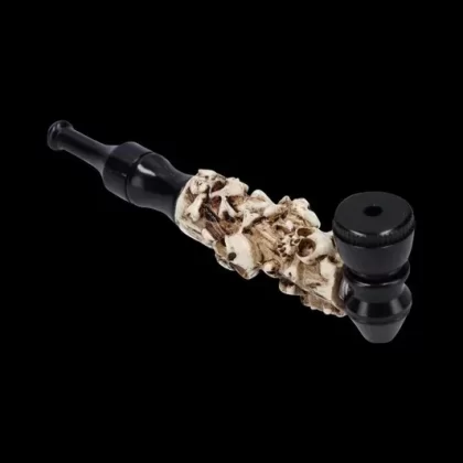 Colored Metal Hand Pipe with Skulls on Stem