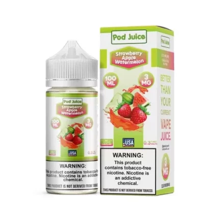 Pod Juice Strawberry Apple Watermelon Tobacco Free Nicotine E-Juice 100ml - Eliquidsupply