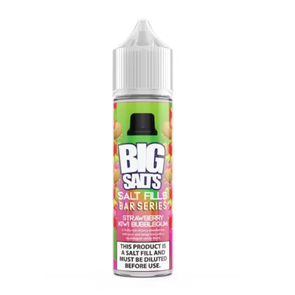 Big Salts Strawberry Kiwi Bubblegum – 60ml Salt Fills E Liquid - 5mg Nic Strength Including 3 x Blue Salt Shots, 10mg Nic Strength Including 3 x Pink Salt Shots