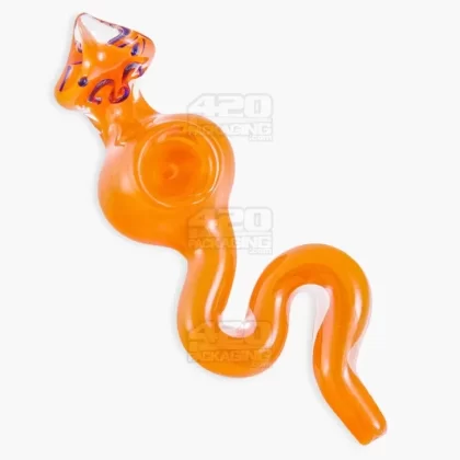 Frit Snake Hand Pipe w/ Swirls | 5in Long – Glass – Assorted - Ejuicewarehouse