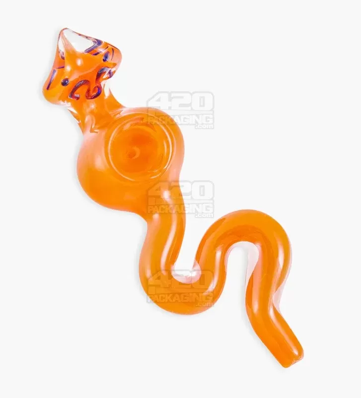 Frit Snake Hand Pipe w/ Swirls | 5in Long – Glass – Assorted - Ejuicewarehouse