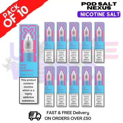 Blue Raspberry Pod Salt Nexus Nic Salt Box Of 10