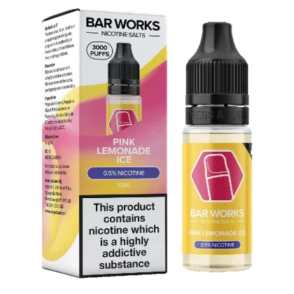 Pink Lemonade Ice Nic Salt by Bar Works – 10ml - Strength#5mg>10mg>20mg