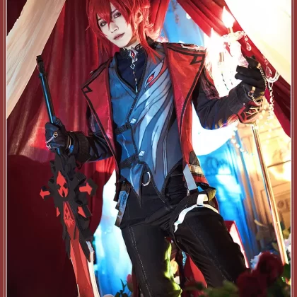 Darknight Hero Diluc Cosplay Costume - Pyro Vigilante Black Coat