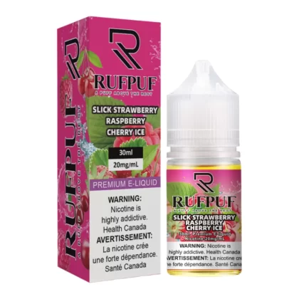 RufPuf Slick Strawberry Raspberry Cherry Ice Nic Salt – 30ml - Vapebazaar Pk