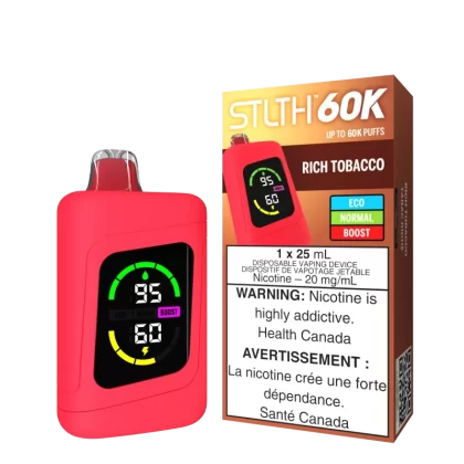 STLTH 60K - Rich Tobacco - 20 mg/mL (wholeseller) - Excise ON, 20 mg/mL (wholeseller) - Excise AB
