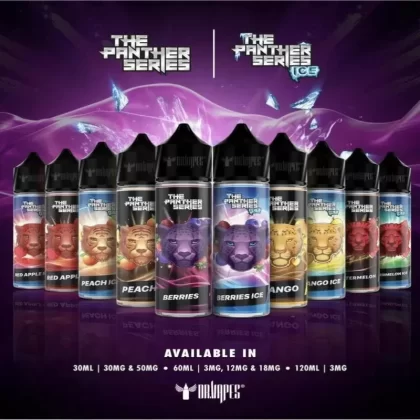 THE PANTHER SERIES 60ML 3MG - FLAVOR#MANGO>MANGO ICE>SPEARMINT>BERRIES>BERRIES ICE>GREEN ICELIMY LEMON>WATERMELON>WATERMELON ICE>RED APPLE>RED APPLE ICE>PEACH>PEACH ICE