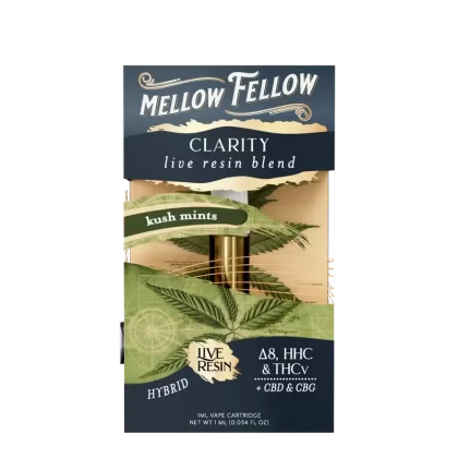 Mellow Fellow Clarity Blend 1ml Live Resin Vape Cartridge – Kush Mints (Hybrid)