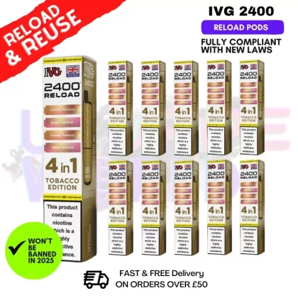 Tobacco Edition IVG 2400 RELOAD Pods – Box Of 10