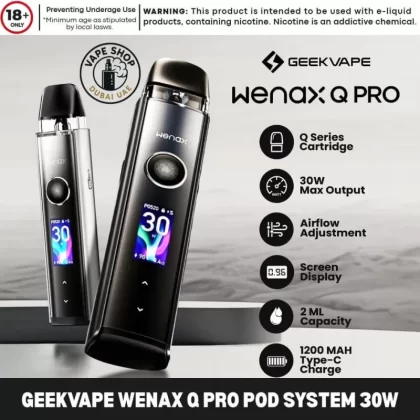 GEEKVAPE Wenax Q Pro Pod System 30W Vape Kit in Dubai - Aurora Green, Azure Blue (00B469)