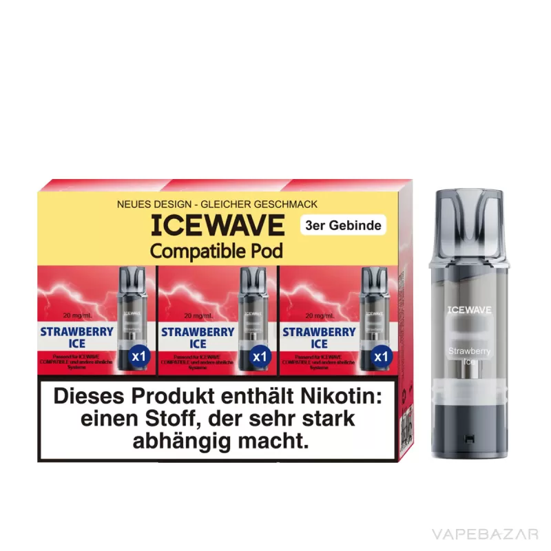 ICEWAVE Pod – Strawberry Ice – 3er Pack - ICEWAVE / Erdbeere / Ice / Glycerin / Propylenglykol / Aromastoffe / 20mg/ml - Image 3